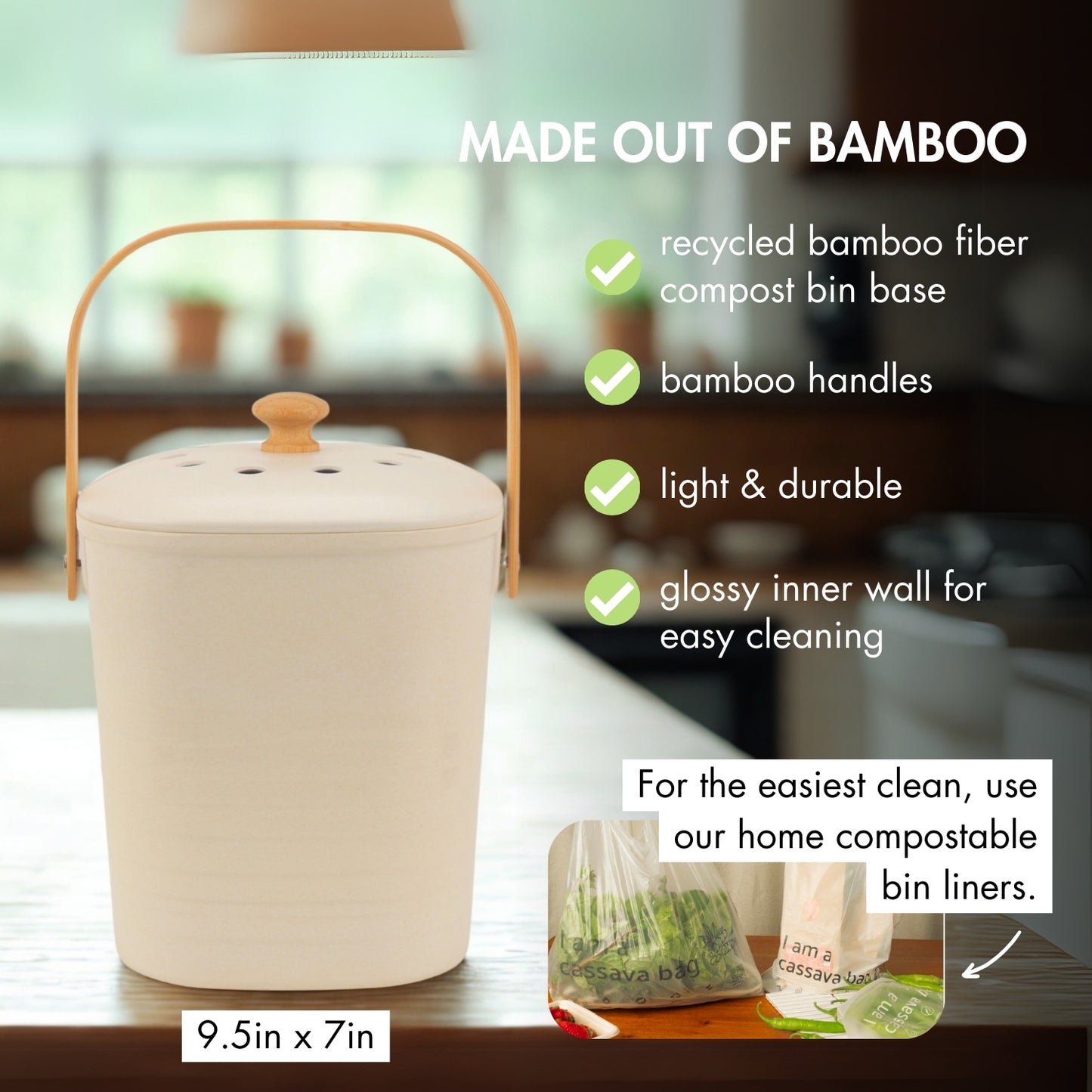 Nata Compost Bamboo Bin + Liners