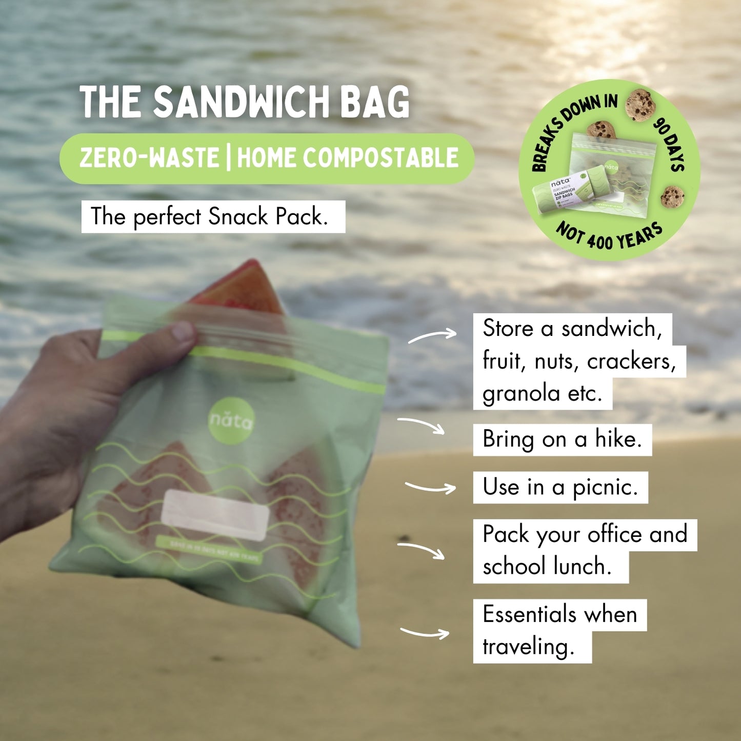Nata Zero Waste Sandwich Zip Bags